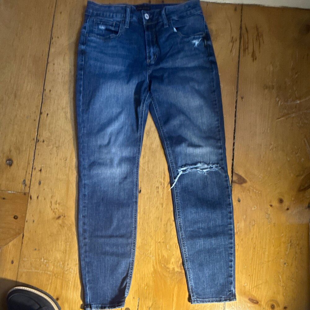 Silver Jeans Co. Women's Blue Dark Wash Skinny Slim Mid Rise Stretch Jeans 30